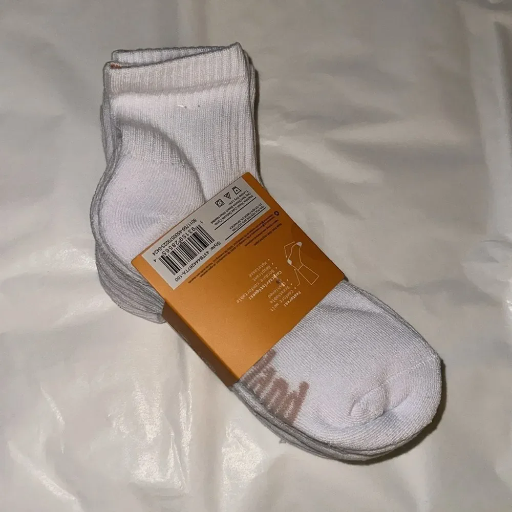 Timberland White Ivory Logo Aerated Half Cushioned Cotton Blend Socks 5 pack